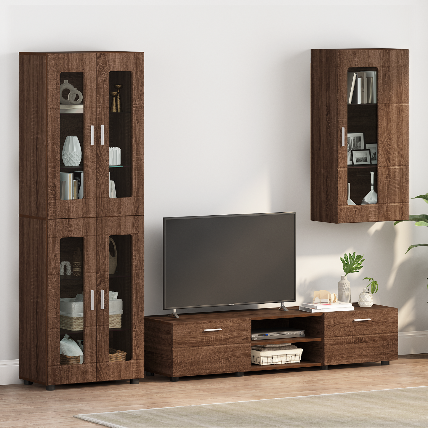 Wooden Cabinet Brown Oak Engineered Wood