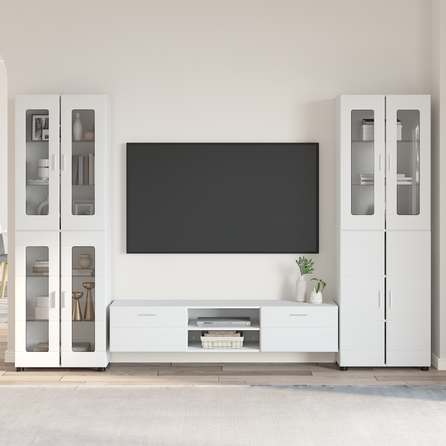 TV Cabinet Set with Drawer FLORIN 3 pcs White Engineered Wood