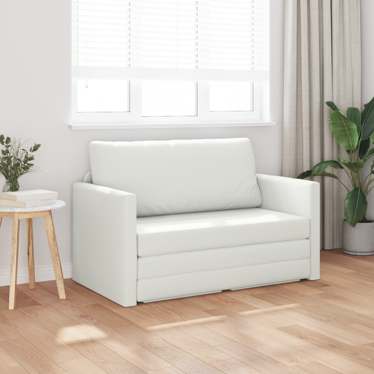 Folding Sofa Bed White 124 x 71 x 78 cm Faux Leather
