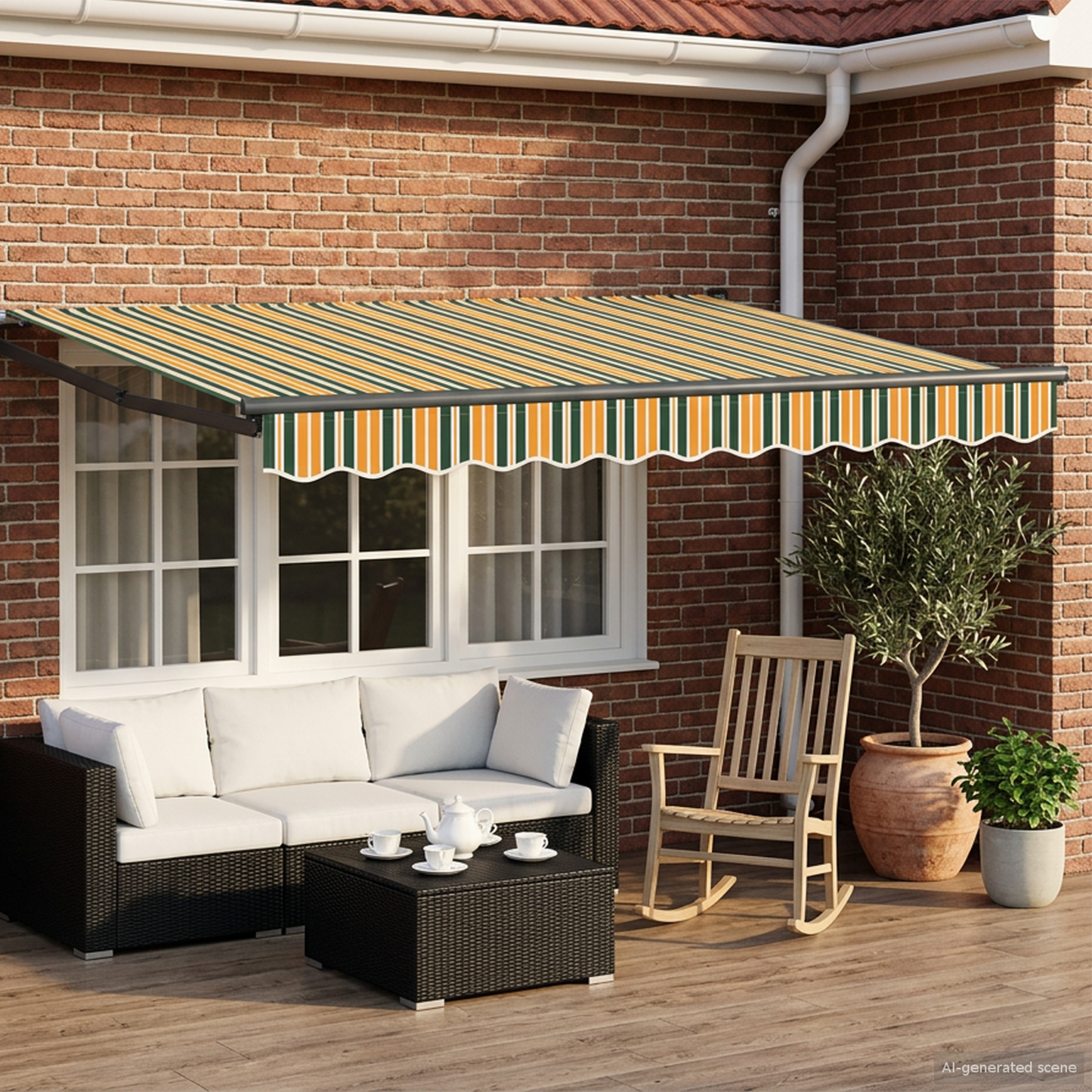 Manual Retractable Awning with LEDs 3.5 x 2.5 m