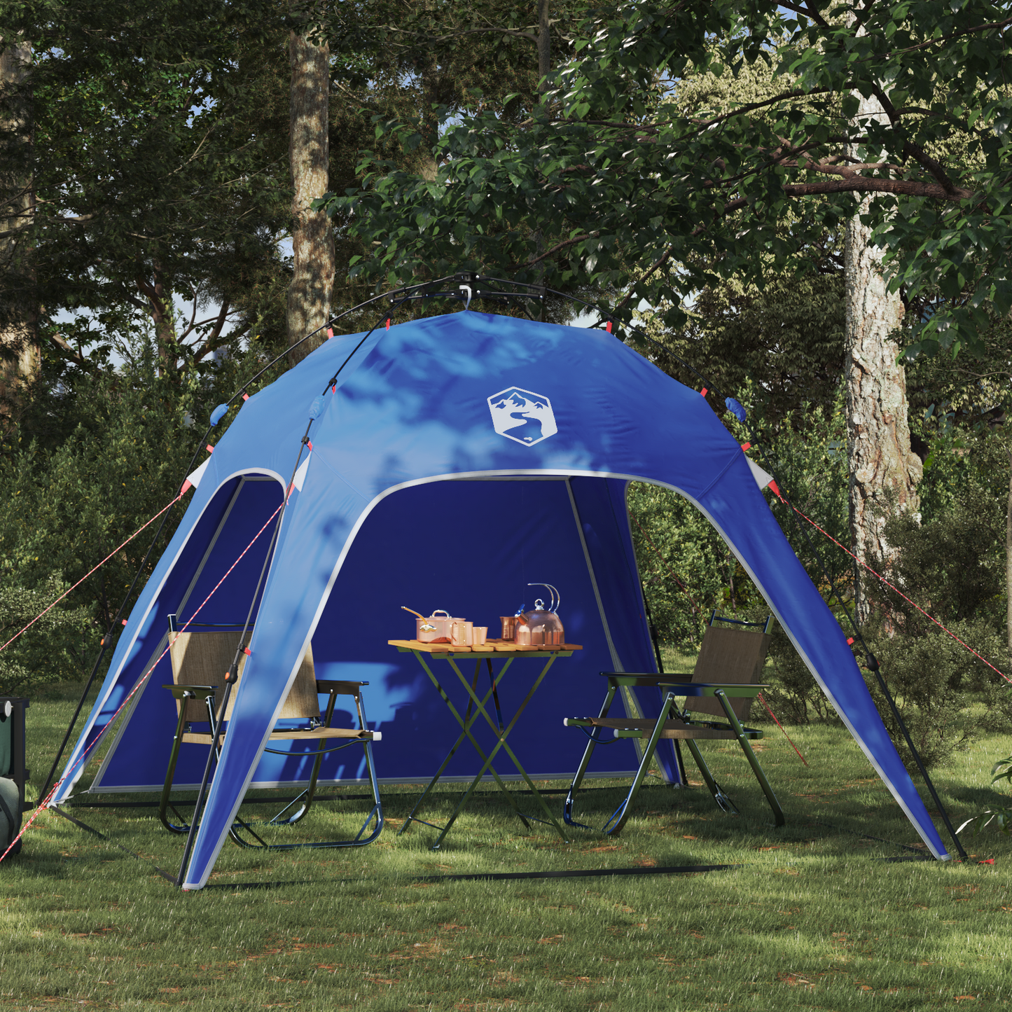 Instant Tent 4-Person Quick-Release Azure Blue 185T Polyester