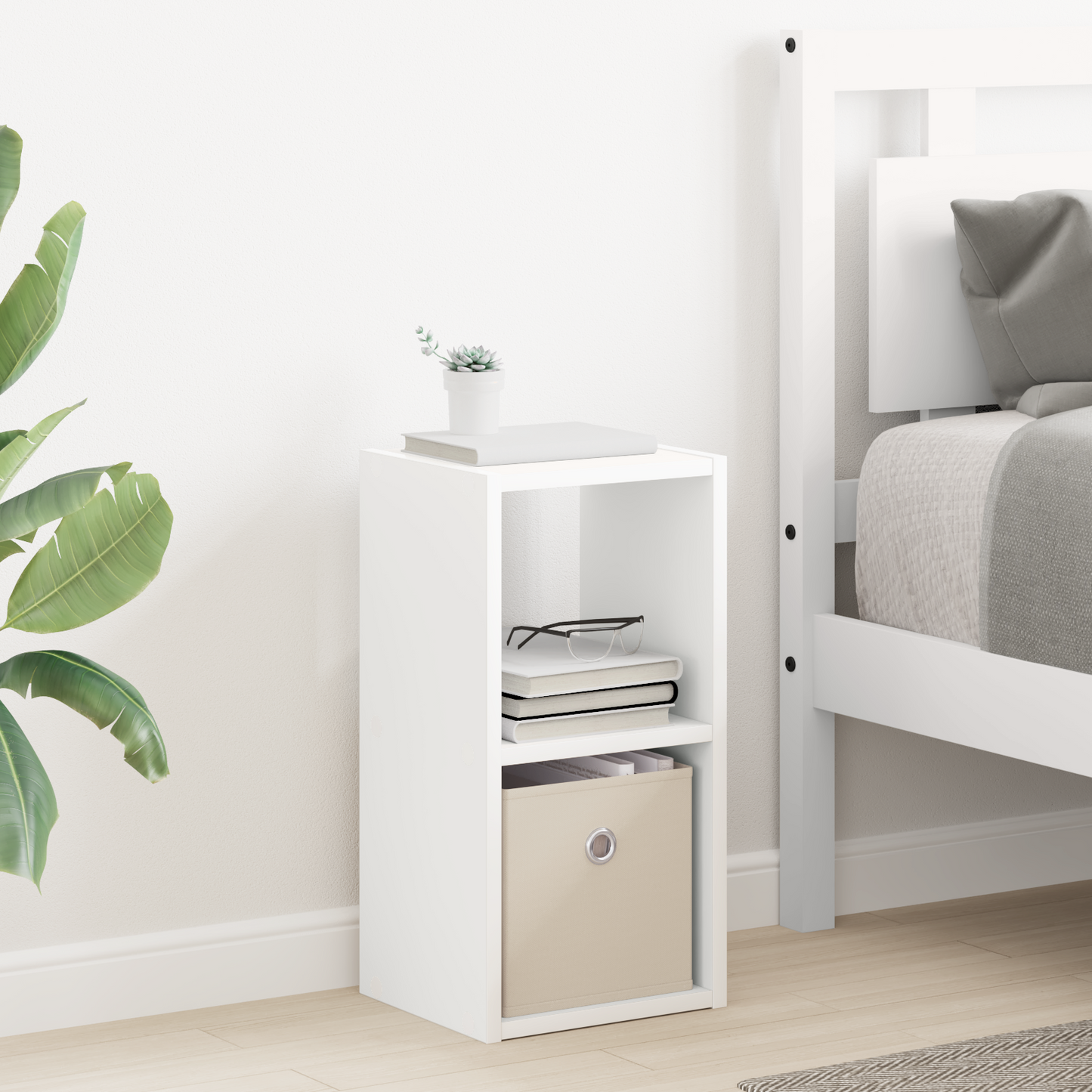 Bedside Table White 25.5 x 22 x 49.5 cm Engineered Wood