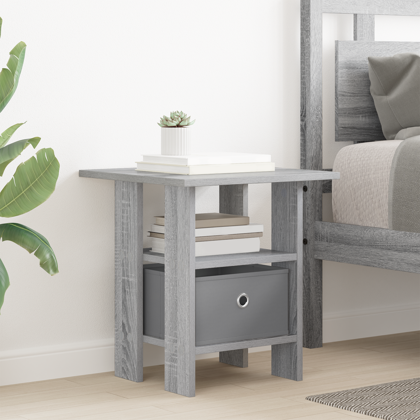 Bedside Table 2 pcs Grey Sonoma 41 x 40 x 45 cm Engineered Wood