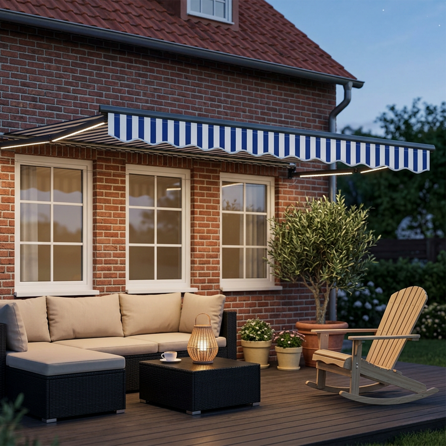 Manual Retractable Awning with LEDs 3 x 2.5 m