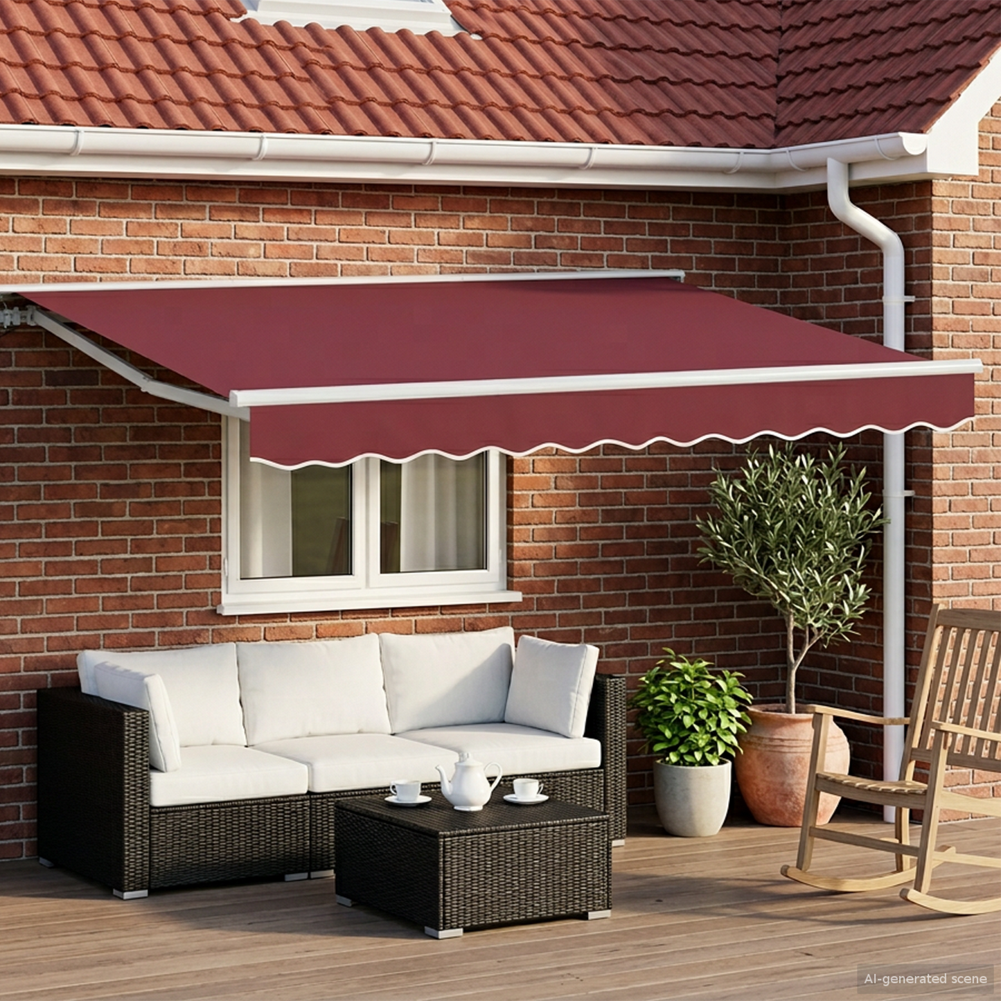 Electric Retractable Awning Burgundy and White 3.5 x 2.5 m