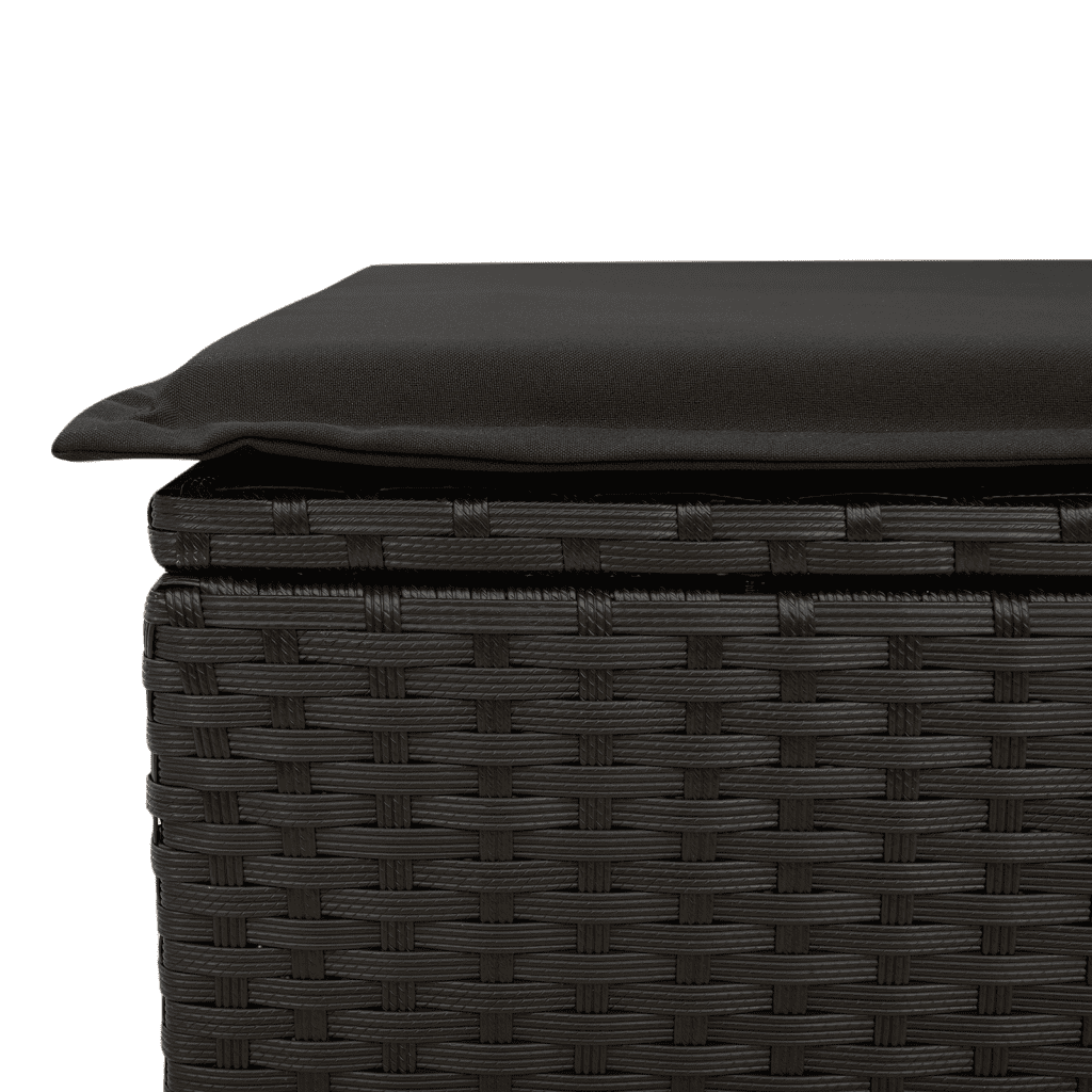 11 Piece Garden Dining Set with Cushions Black Poly Rattan
