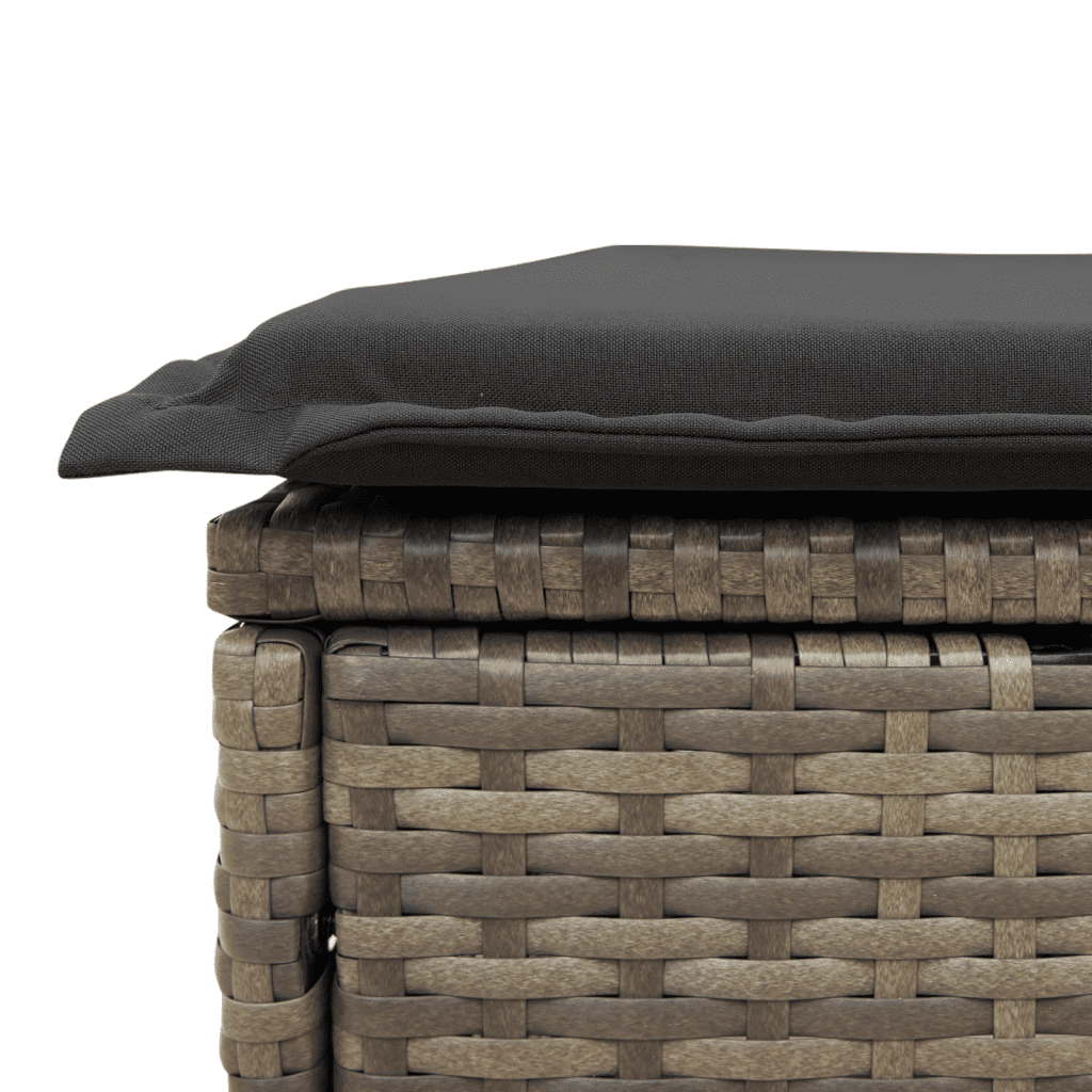 9 Piece Garden Dining Set with Cushions Grey Poly Rattan