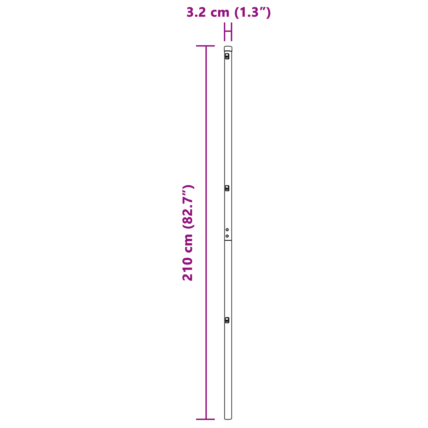 Embedded Fence Post 7 pcs Grey Powder-Coated Steel