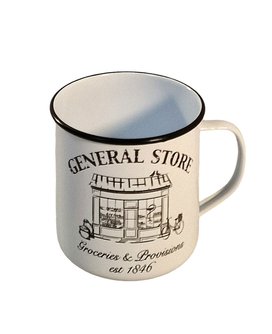 White General Store Tin Mug