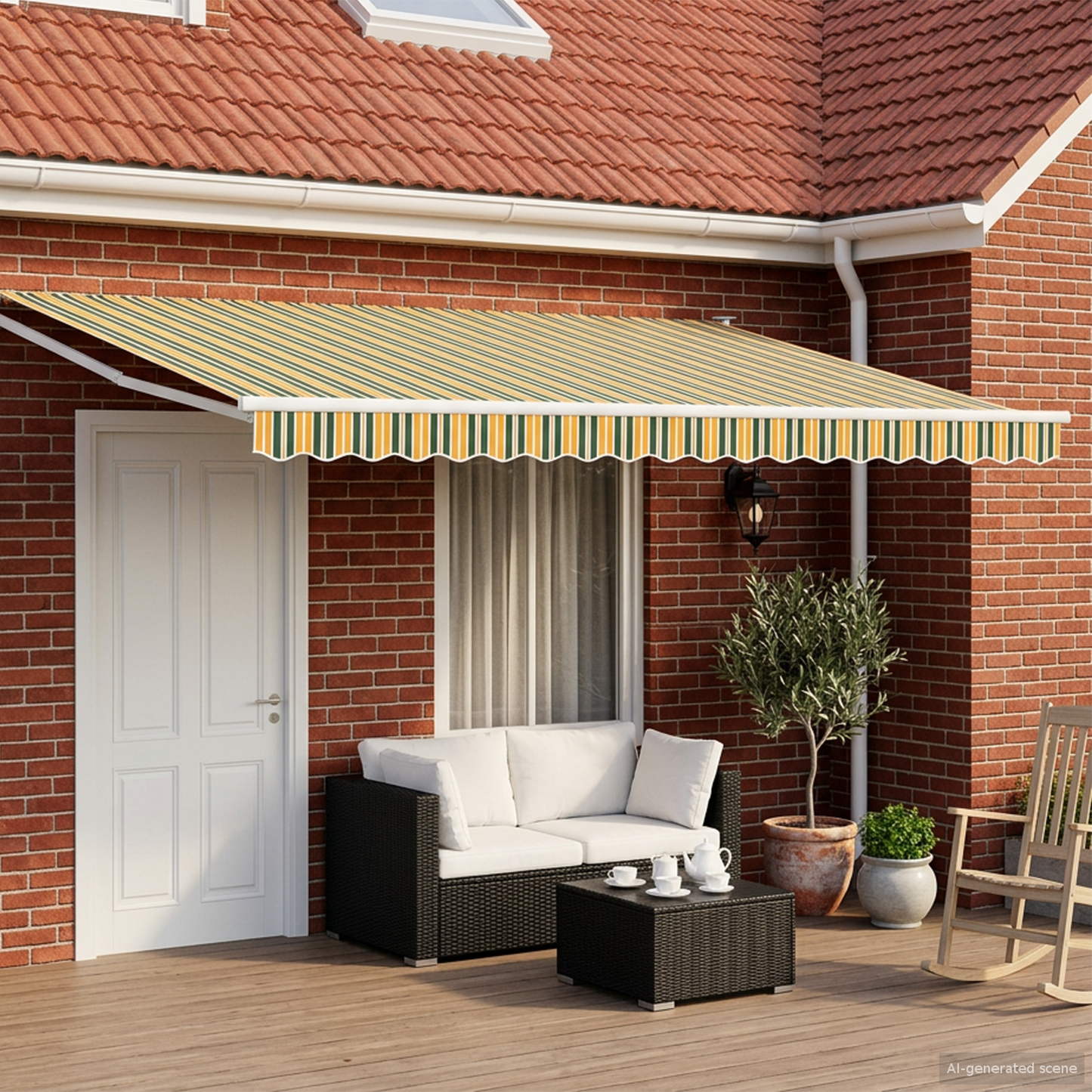 Manual Retractable Awning with LEDs 5 x 3 m