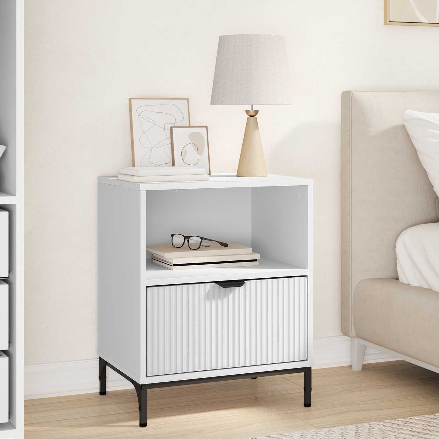 Bedside Cabinet White 49 x 36 x 61 cm Engineered wood