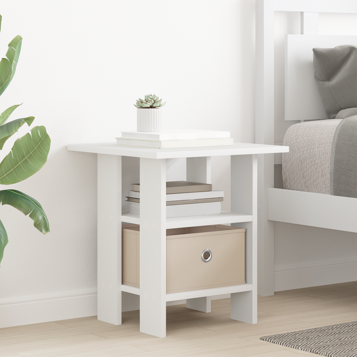 Bedside Table 2 pcs White 41 x 40 x 45 cm Engineered Wood