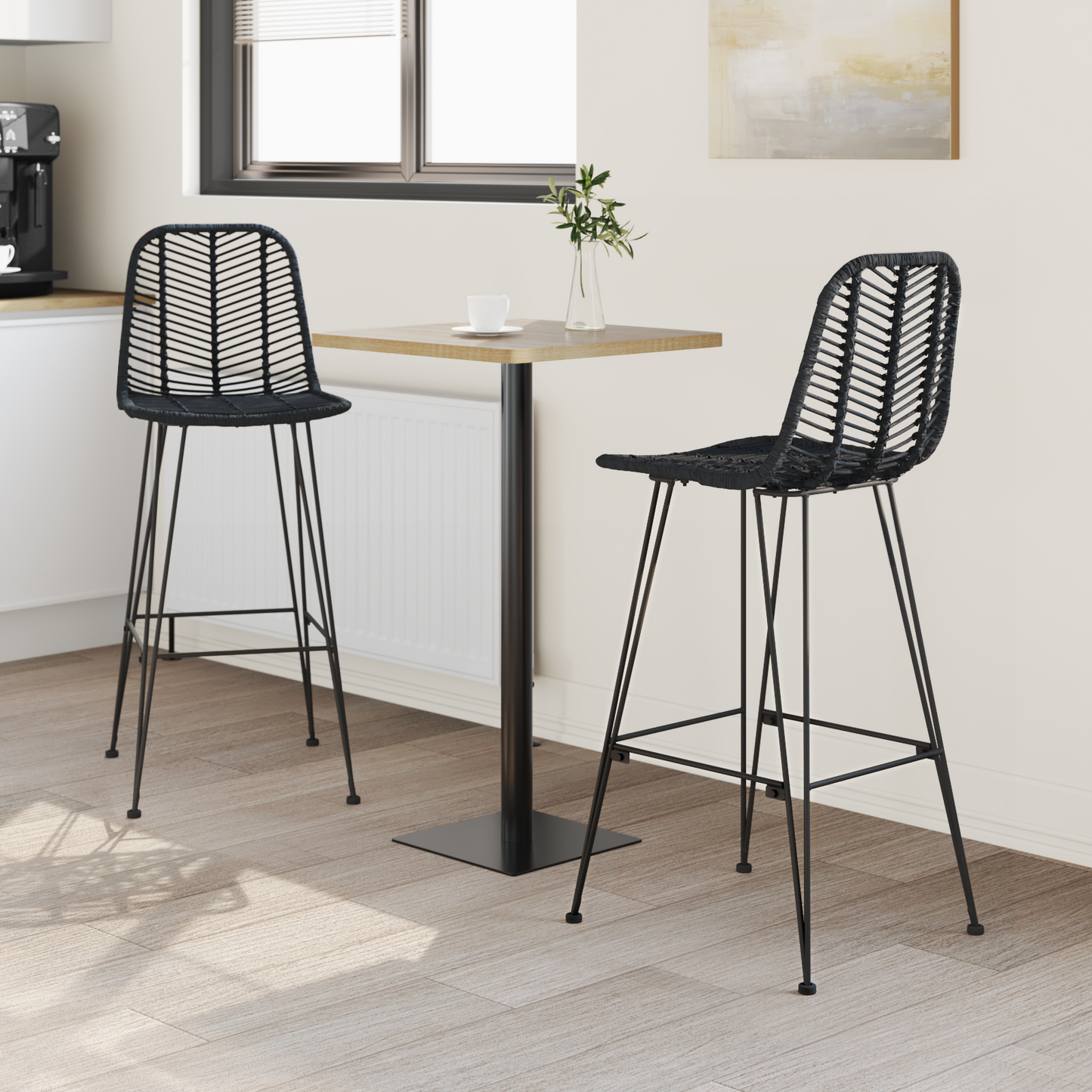 Bar Chair 2 pcs 44 x 52 x 111 cm Rattan and Iron