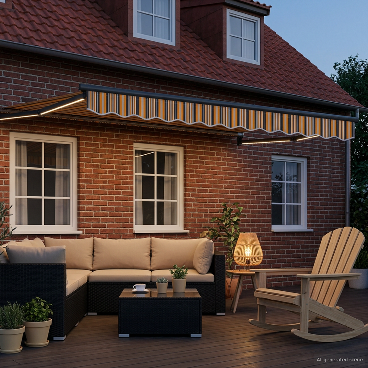 Manual Retractable Awning with LEDs 3 x 2.5 m