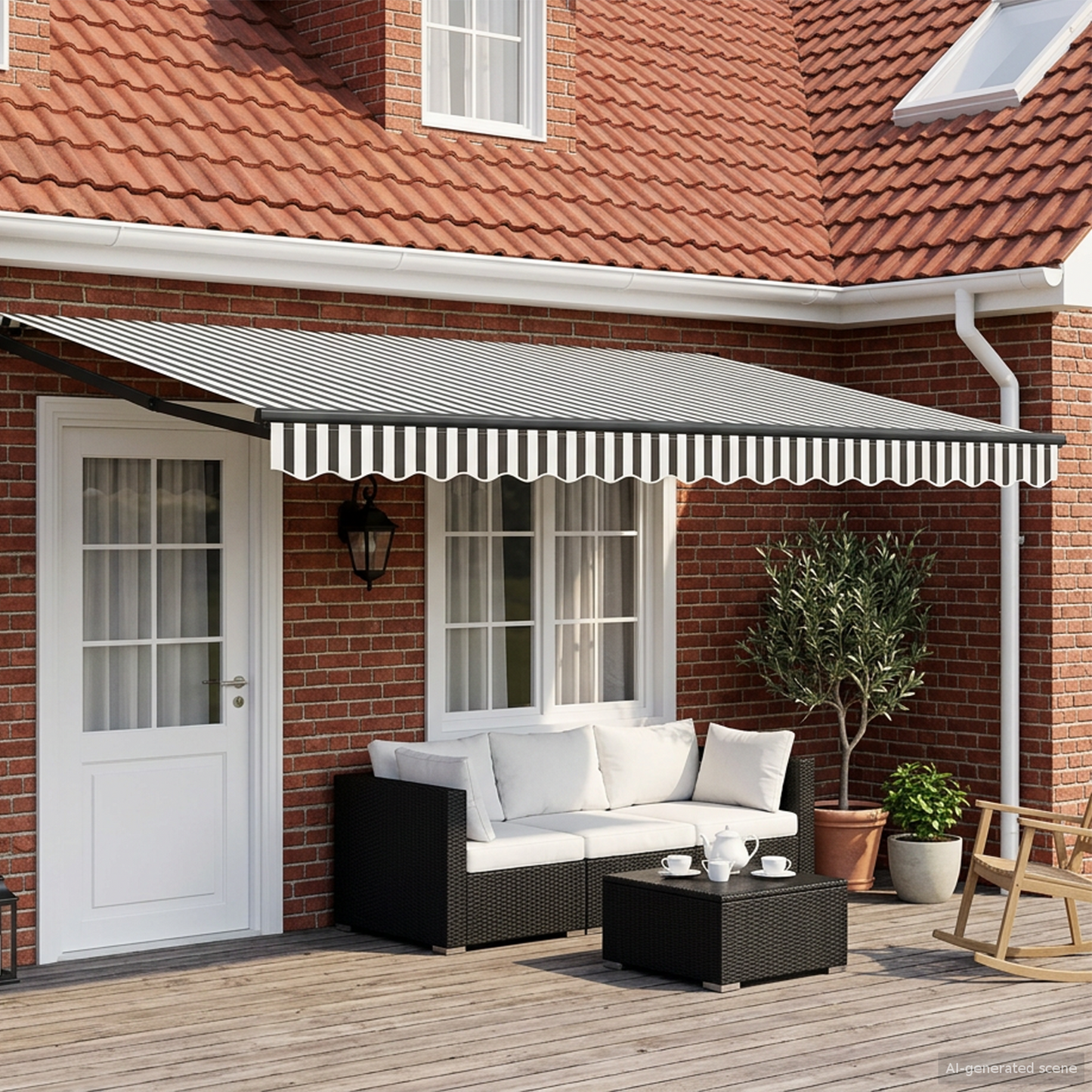 Electric Retractable Awning Anthracite and White 4 x 3 m