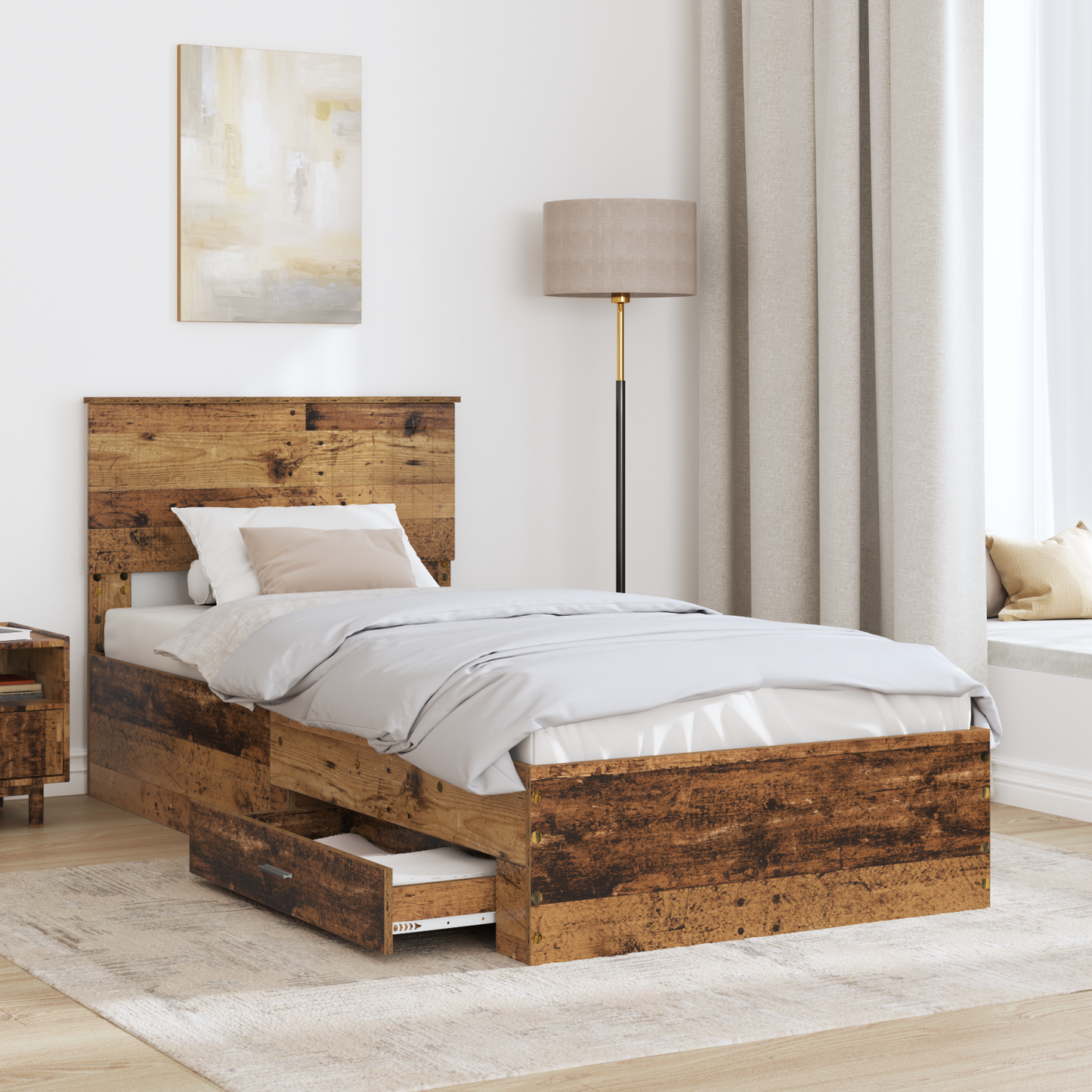 Bed Frame with Headboard Old Wood 90 x 190 cm Engineered Wood