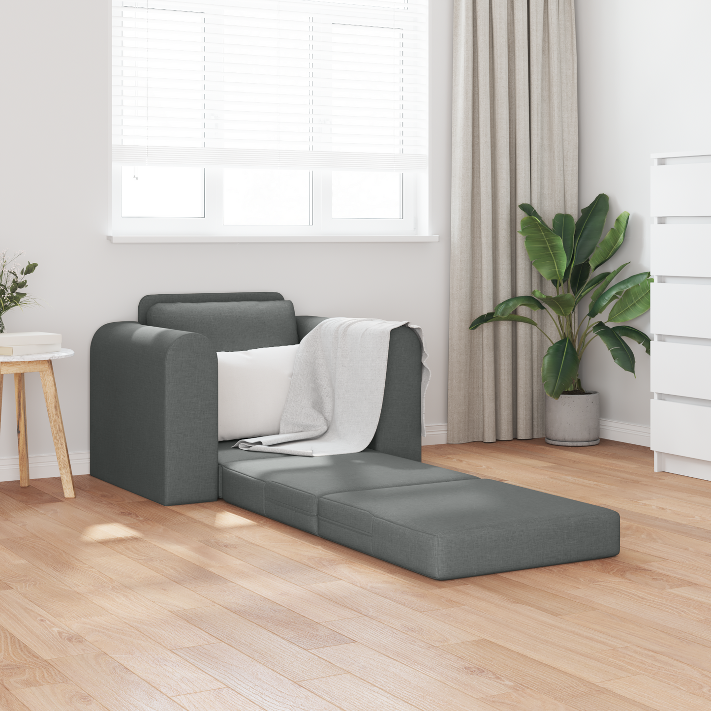 Folding Sofa Bed Dark Grey 98 x 71 x 83 cm Fabric