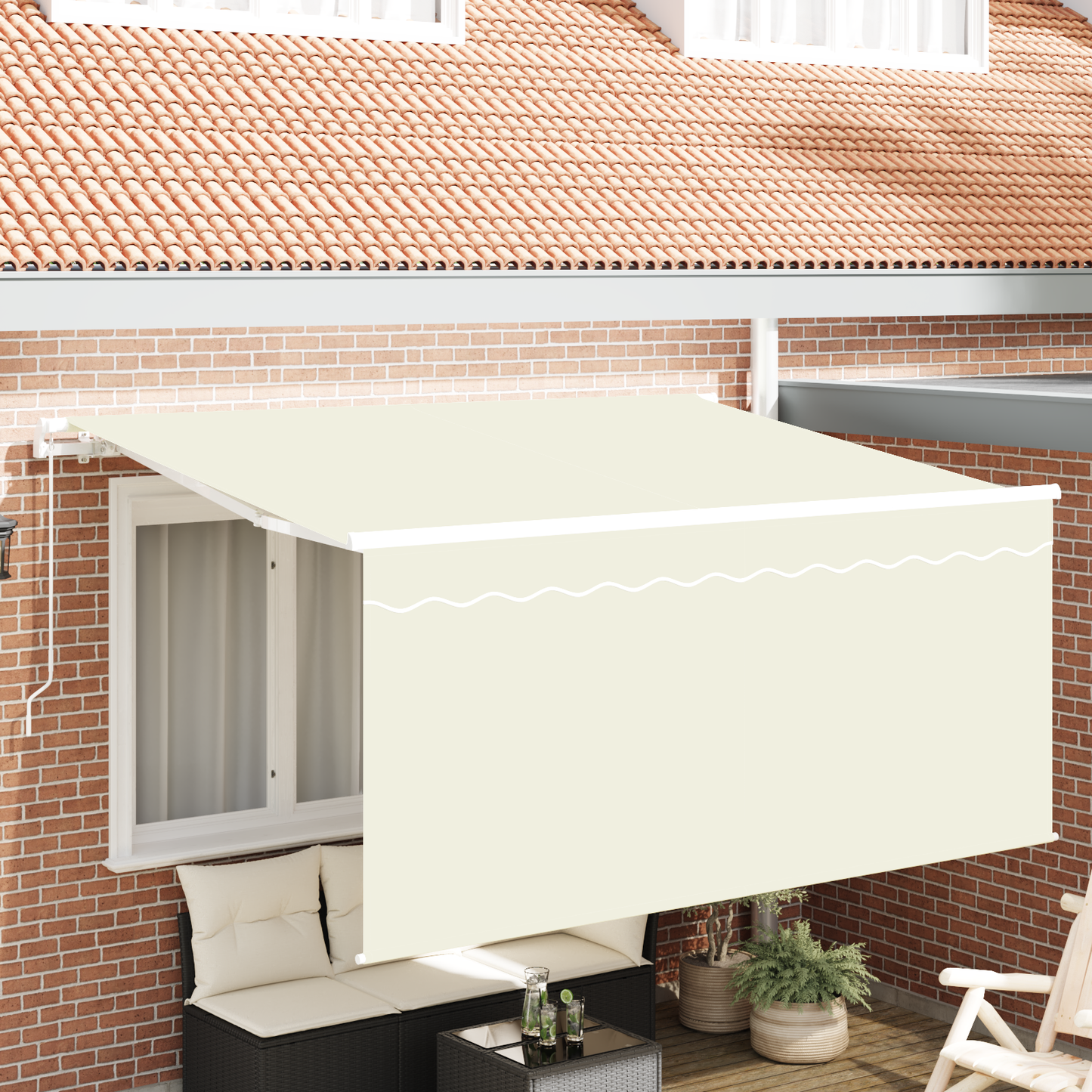 Retractable Awning Cream 300 x 200 cm Polyester and Aluminium