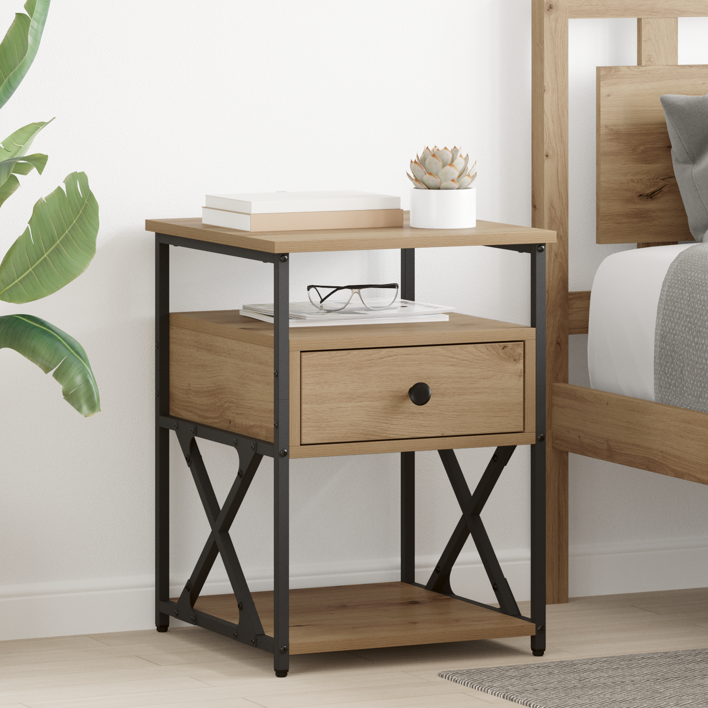 Bedside Cabinet Artisan Oak 40 x 42 x 55 cm Engineered Wood