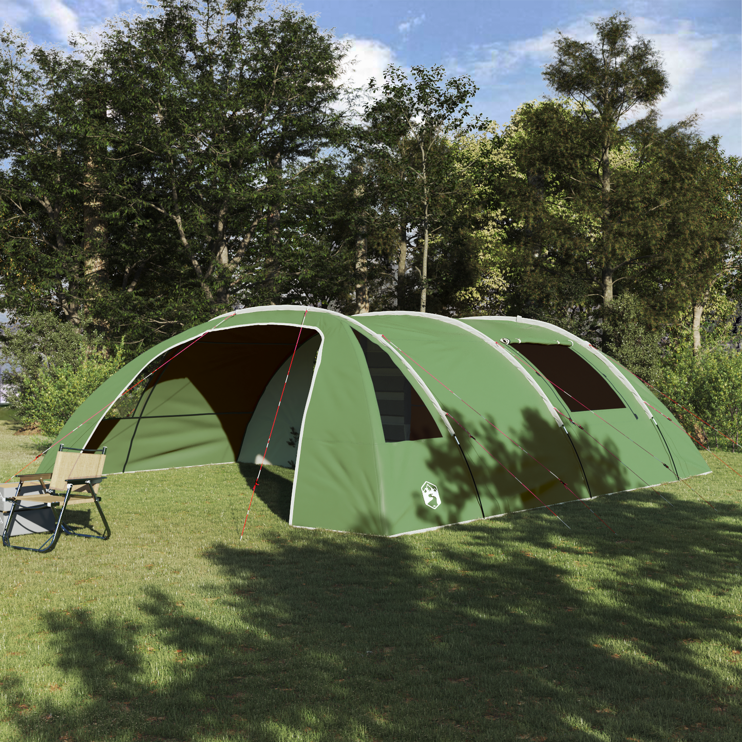 Tunnel Tent 6-Person Green and White 700 x 590 x 215 cm