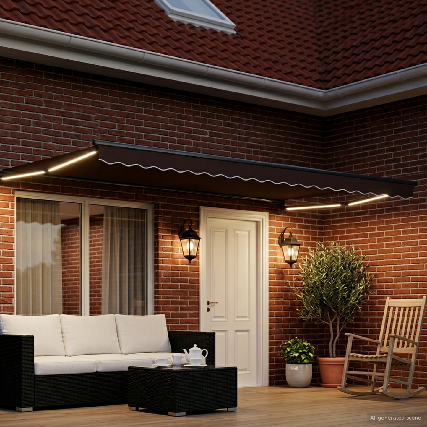 Manual Retractable Awning with LEDs 4 x 3 m