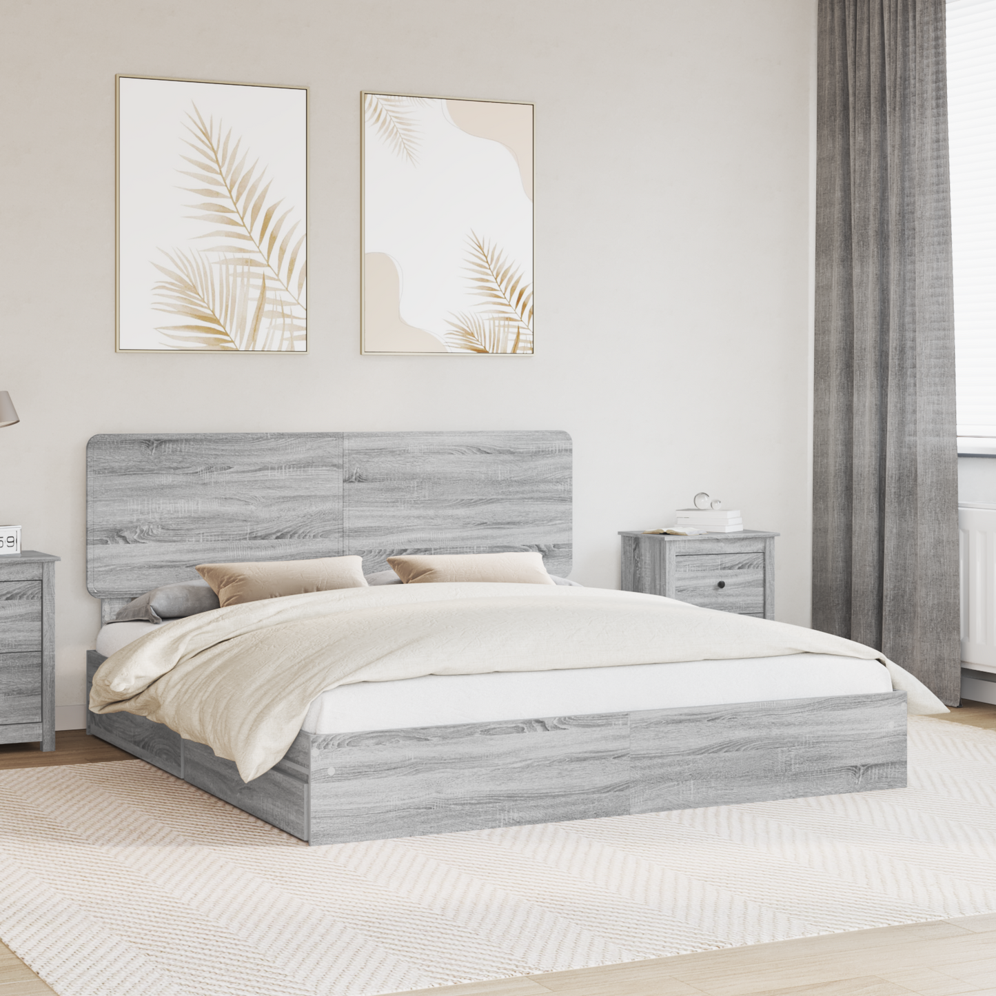 Storage Bed Grey Sonoma 180 x 200 cm Engineered Wood
