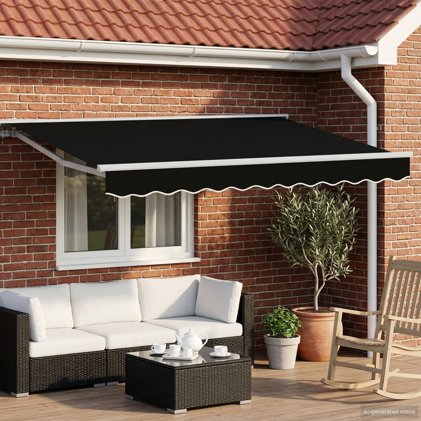 Manual Retractable Awning Black 3 x 2.5 m