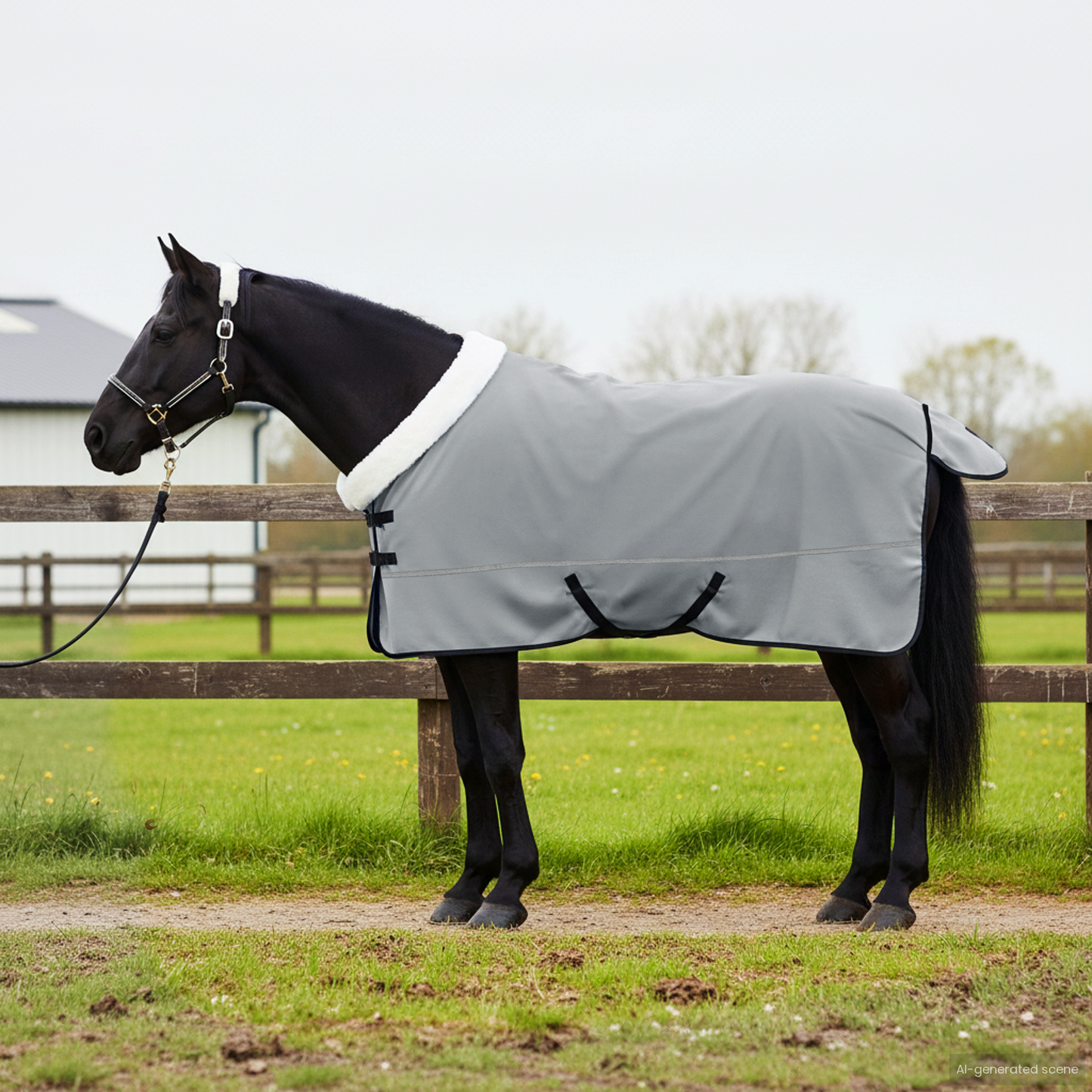 Horse Blanket Full Light Grey and Pink 145 cm Polar fleece
