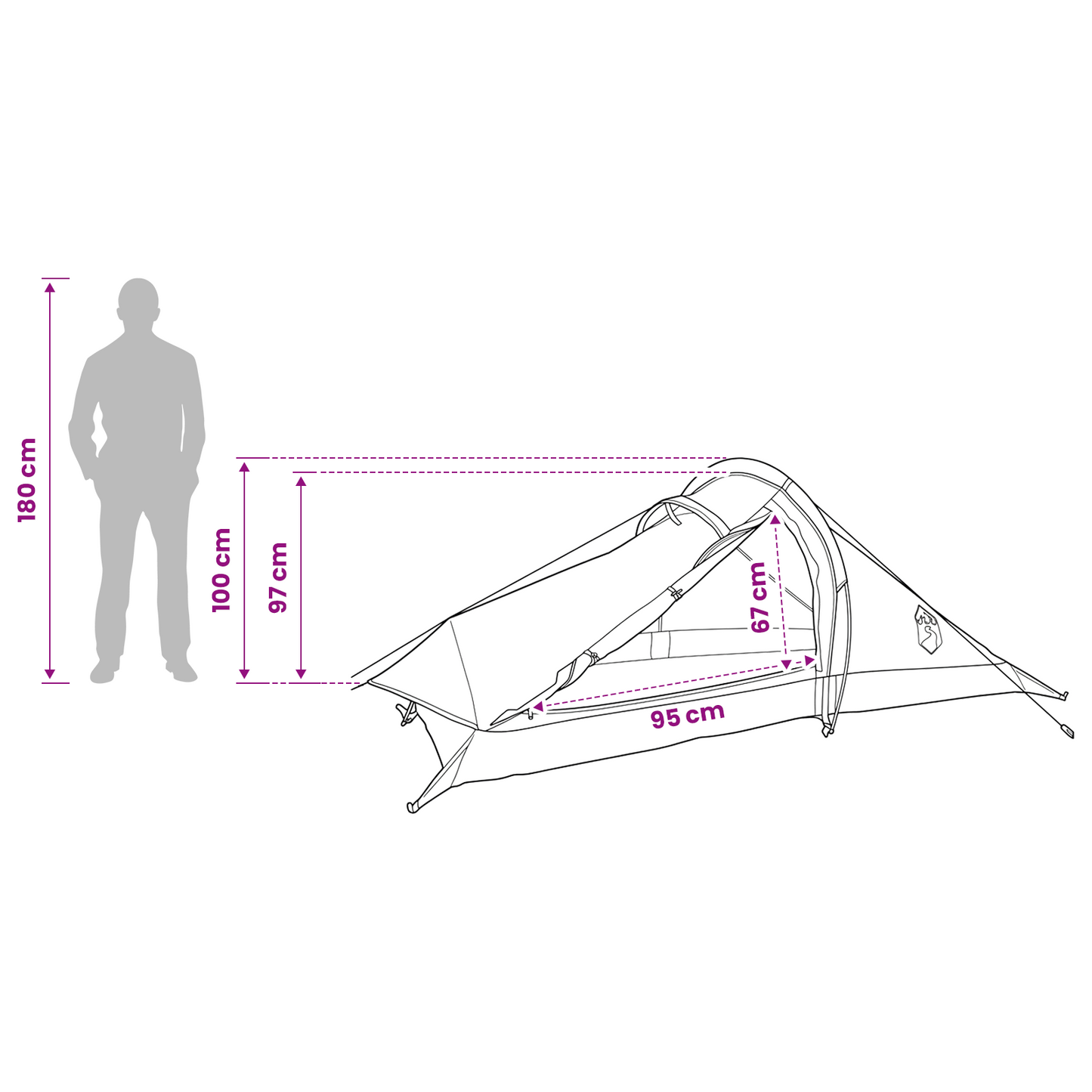 Backpacking Tent Blue 2-Person 185T Polyester with PU Coating