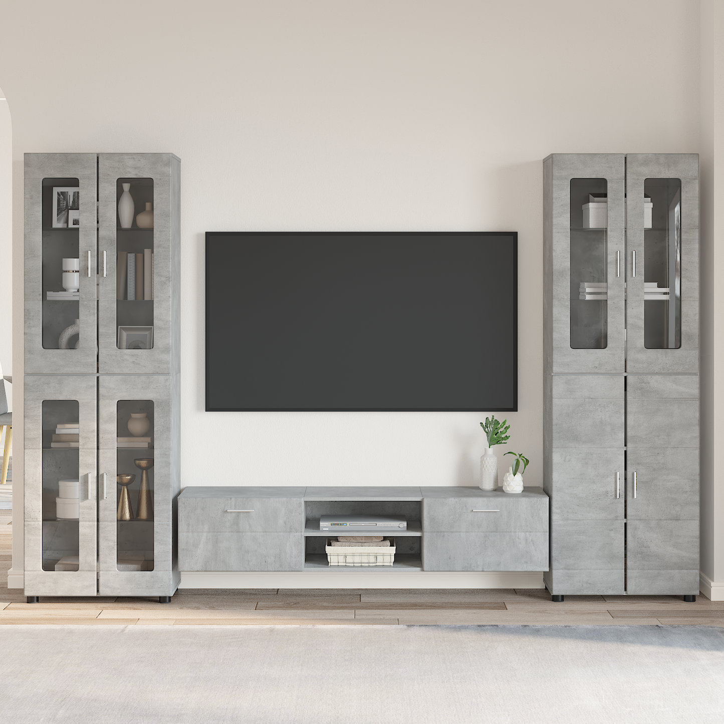 TV Cabinet Set FLORIN 3 pcs Concrete Grey Engineered Wood