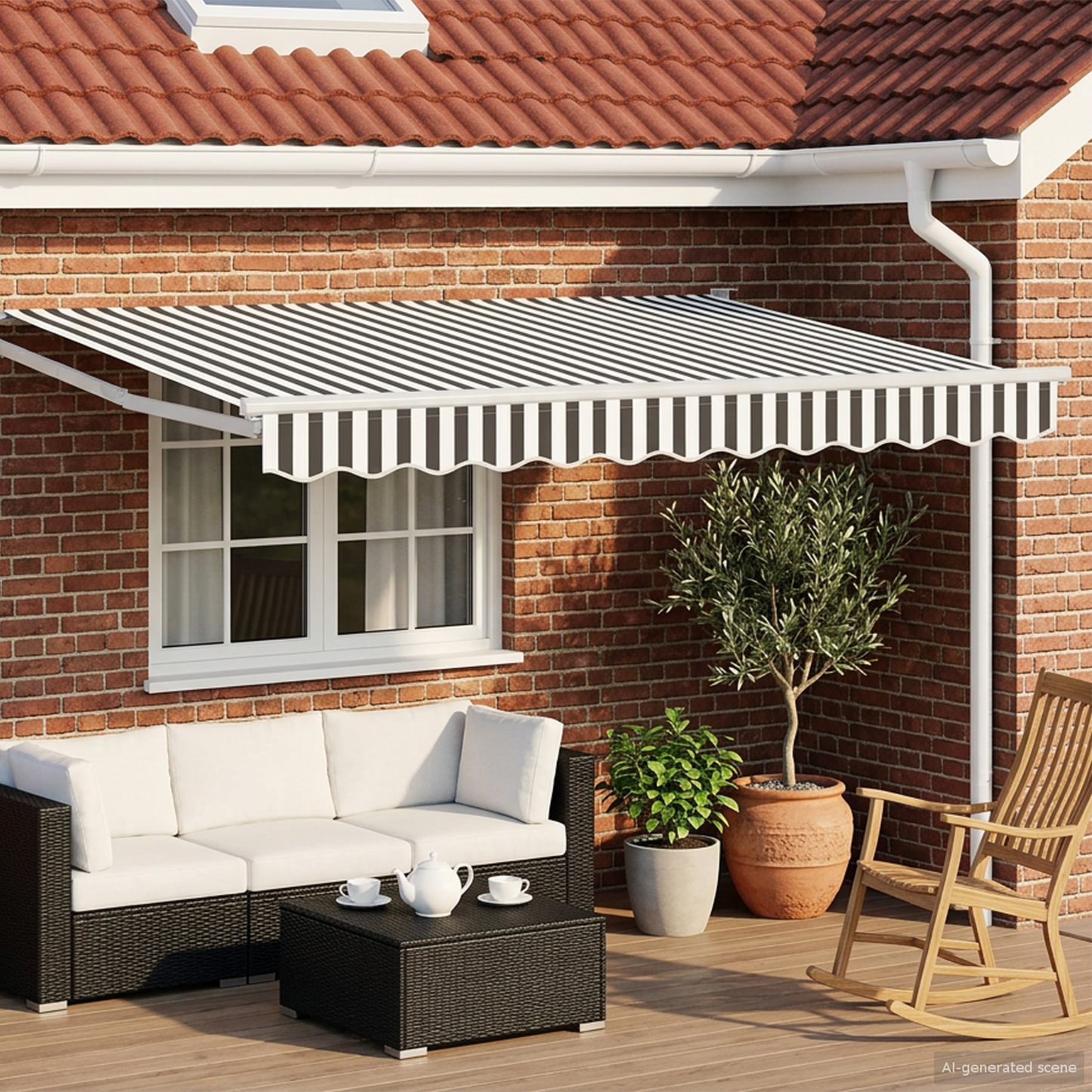 Electric Retractable Awning Anthracite and White 2.5 x 2 m