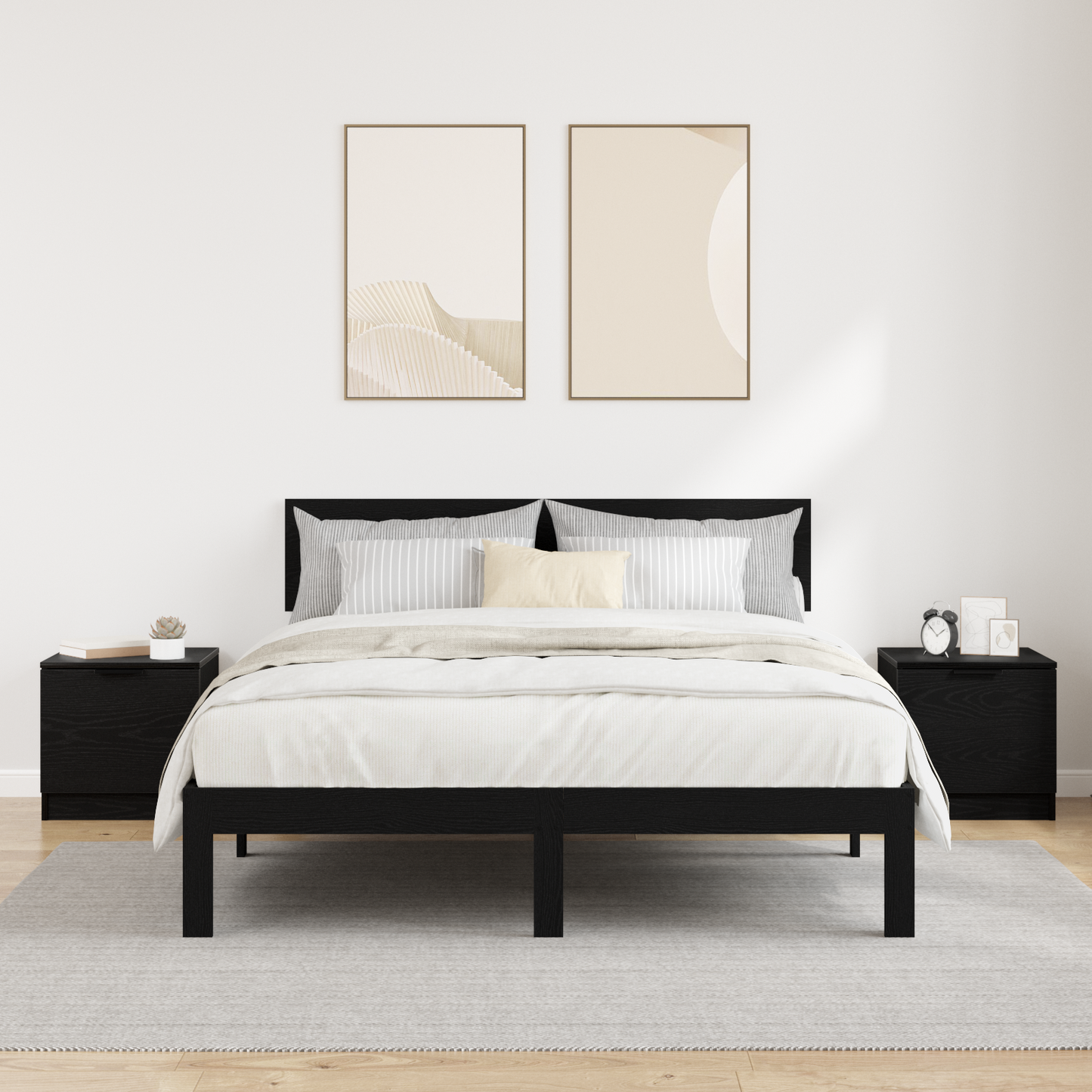 Bed Cabinet 2 pcs Black Oak 40 x 39 x 40cm Engineered Wood