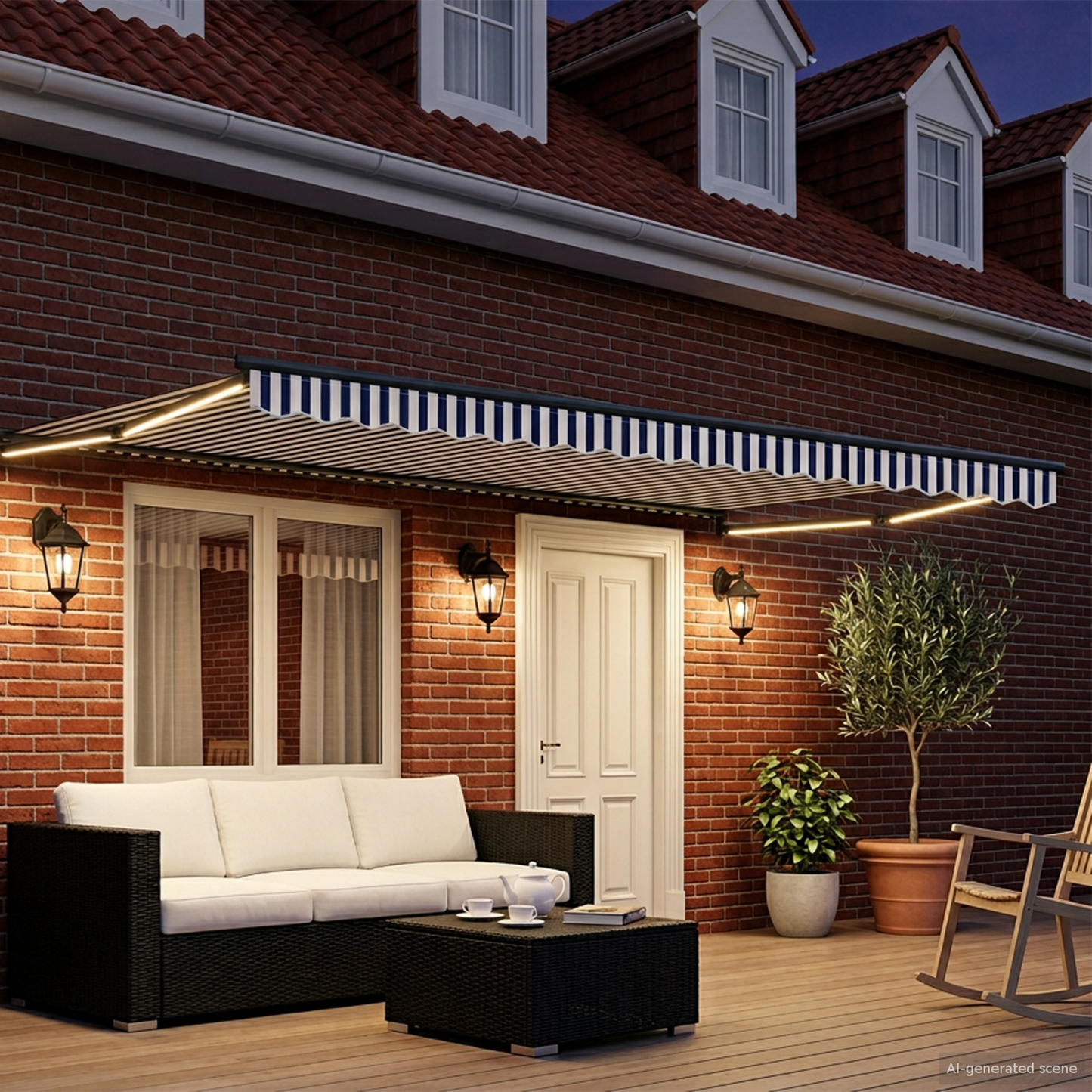 Manual Retractable Awning with LEDs 4 x 3 m