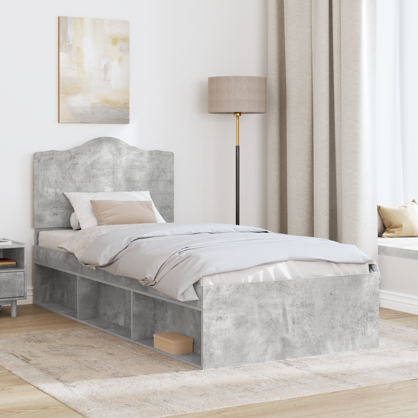 Bed Frame with Headboard Concerte 90 x 200 cm Solid Pine Wood
