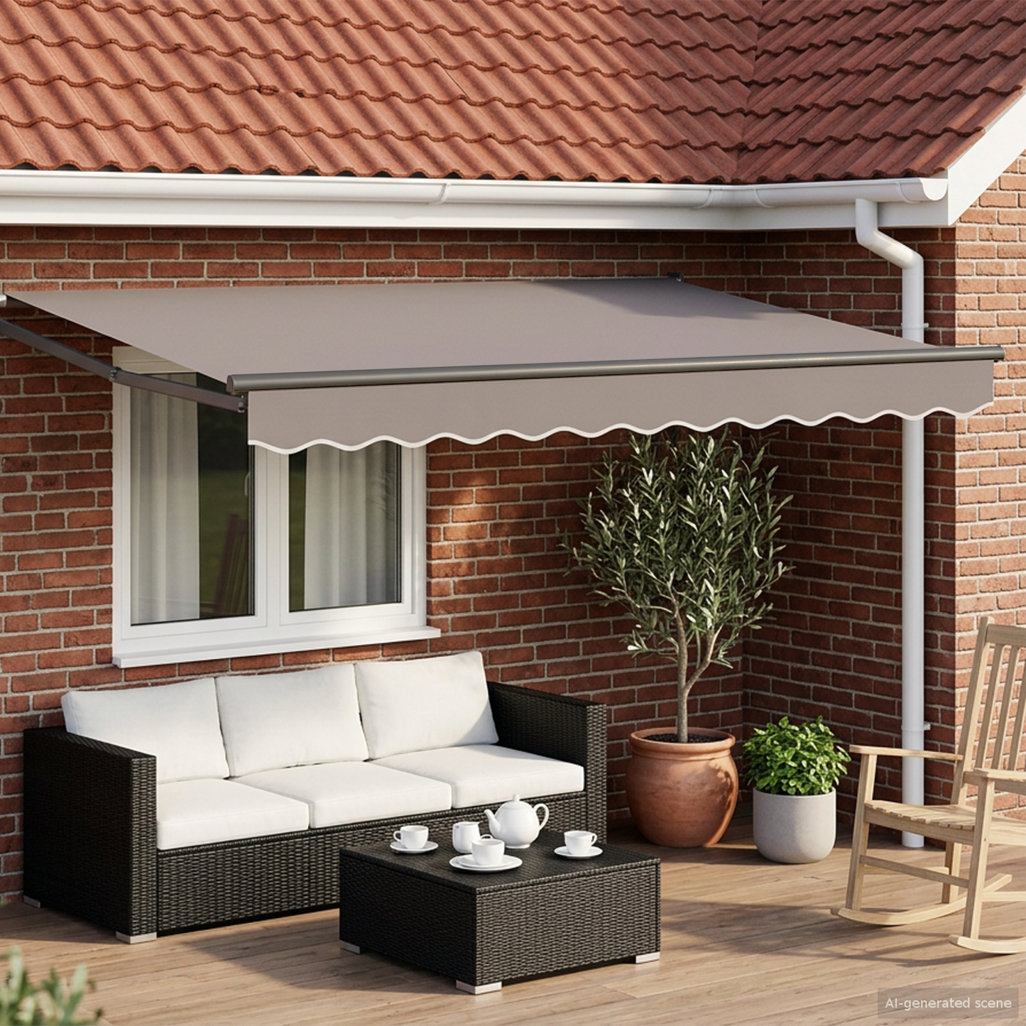 Electric Retractable Awning Frame Anthracite 3.5 x 2 m Steel