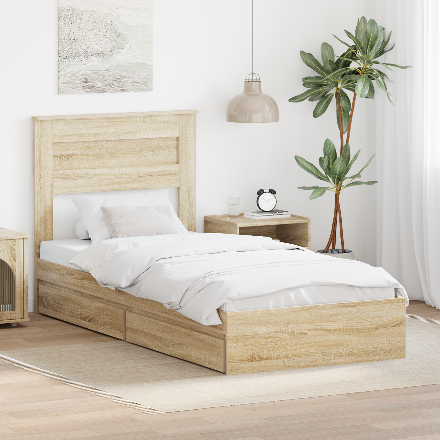 Storage Bed with Drawer Sonoma Oak 75 x 190 cm Engineered Wood