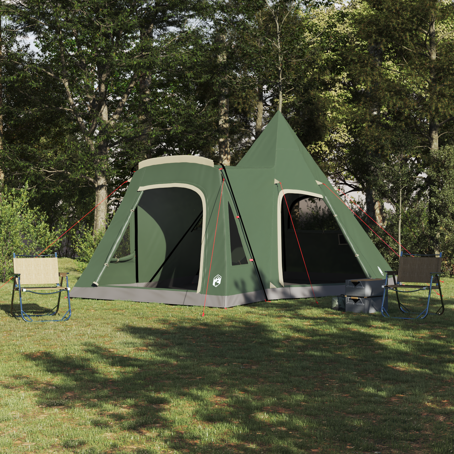 Teepee Tent 5-Person with Roof Green 545 x 450 x 295 cm