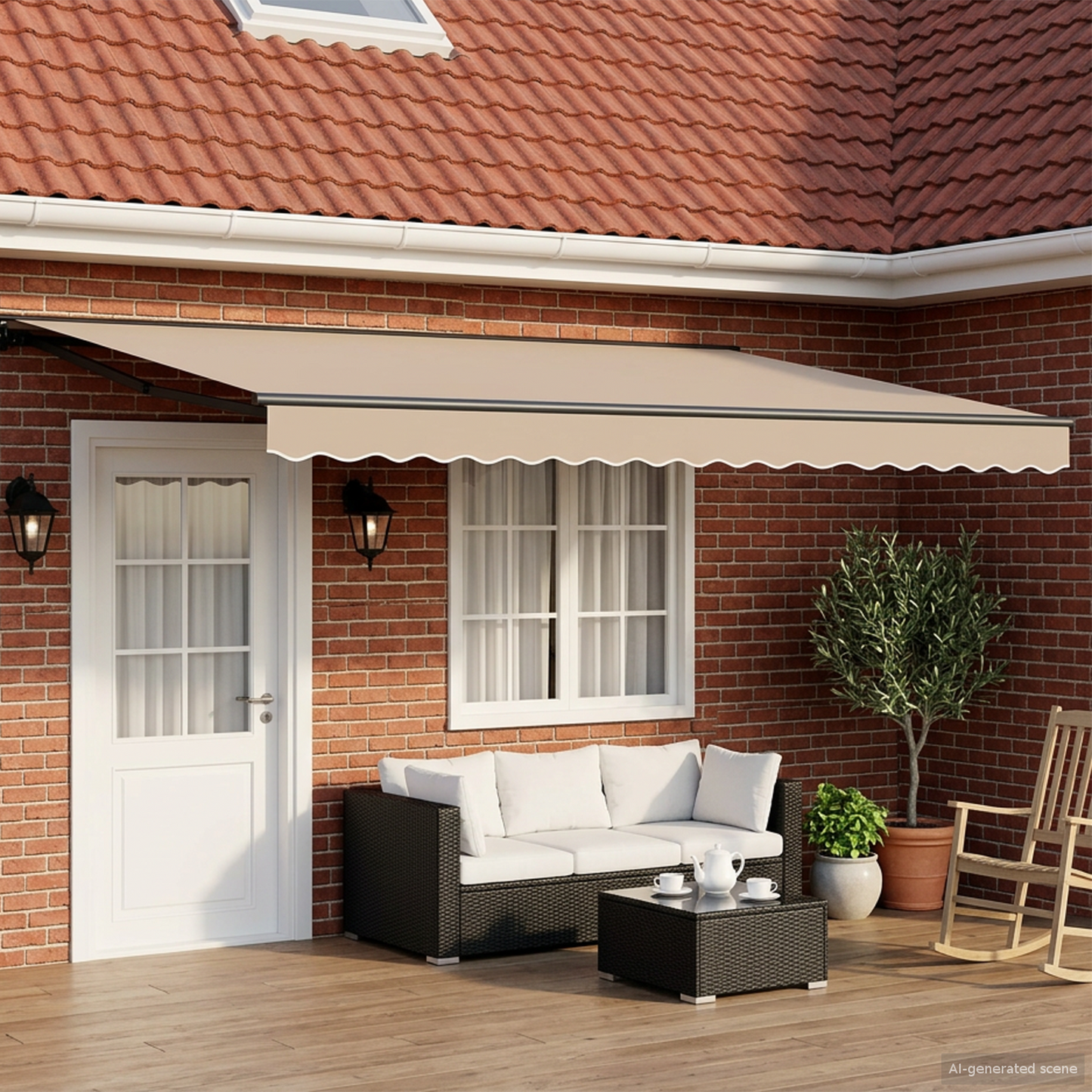 Manual Retractable Awning Beige 4 x 3.5 m