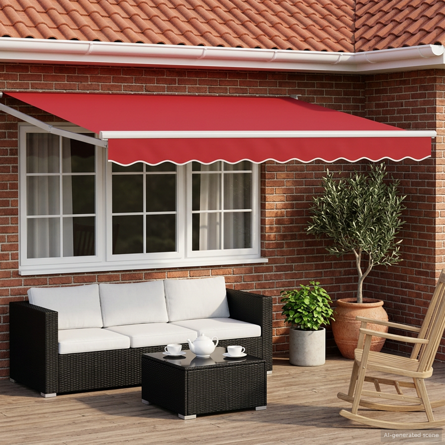 Electric Retractable Awning Red and White 3 x 2.5 m