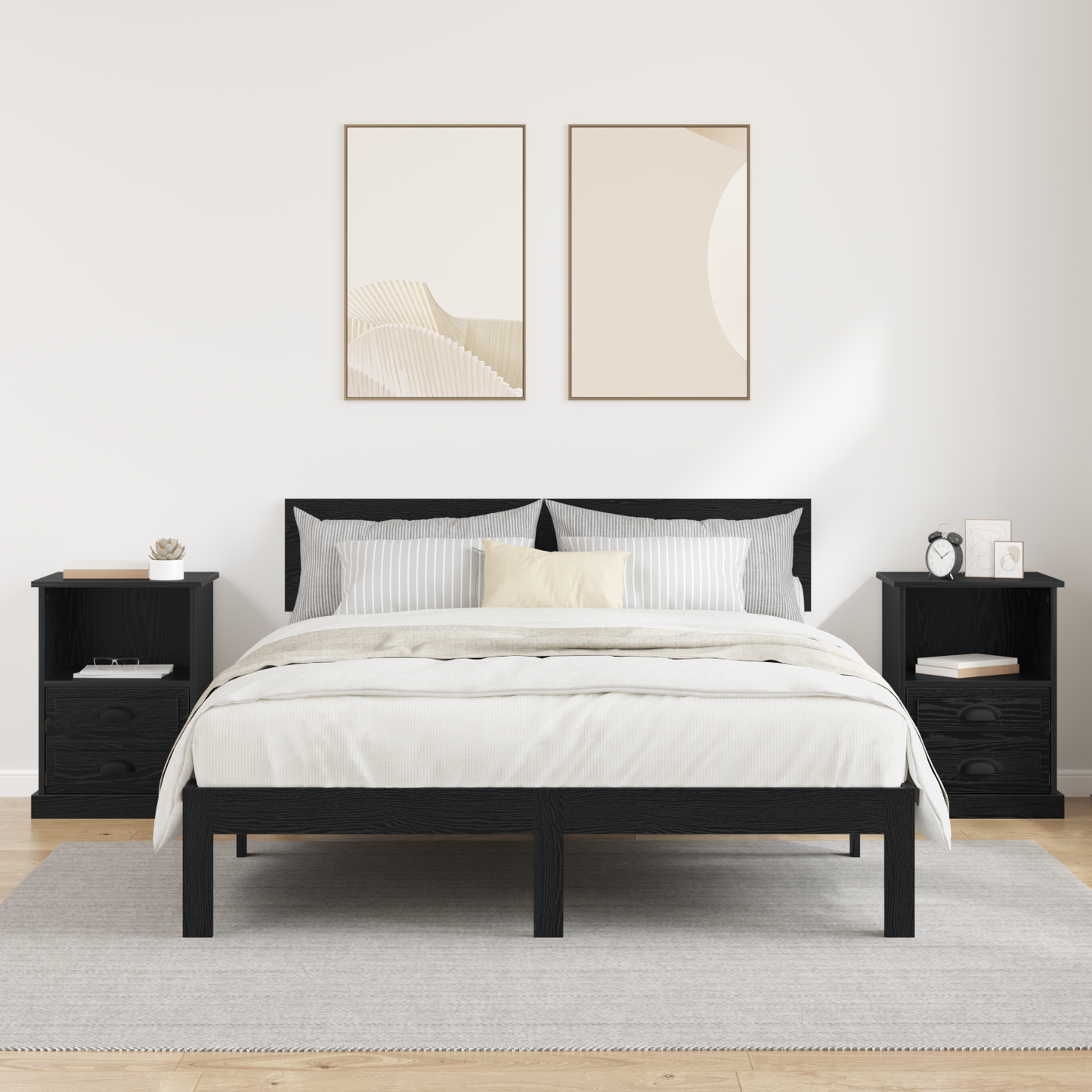 Bedside Cabinet 2 pcs Black Oak 36 x 43 x 60 cm Engineered Wood