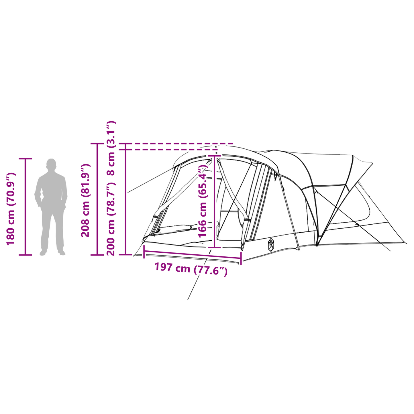 Family Tent Green 550 x 555 x 208 cm