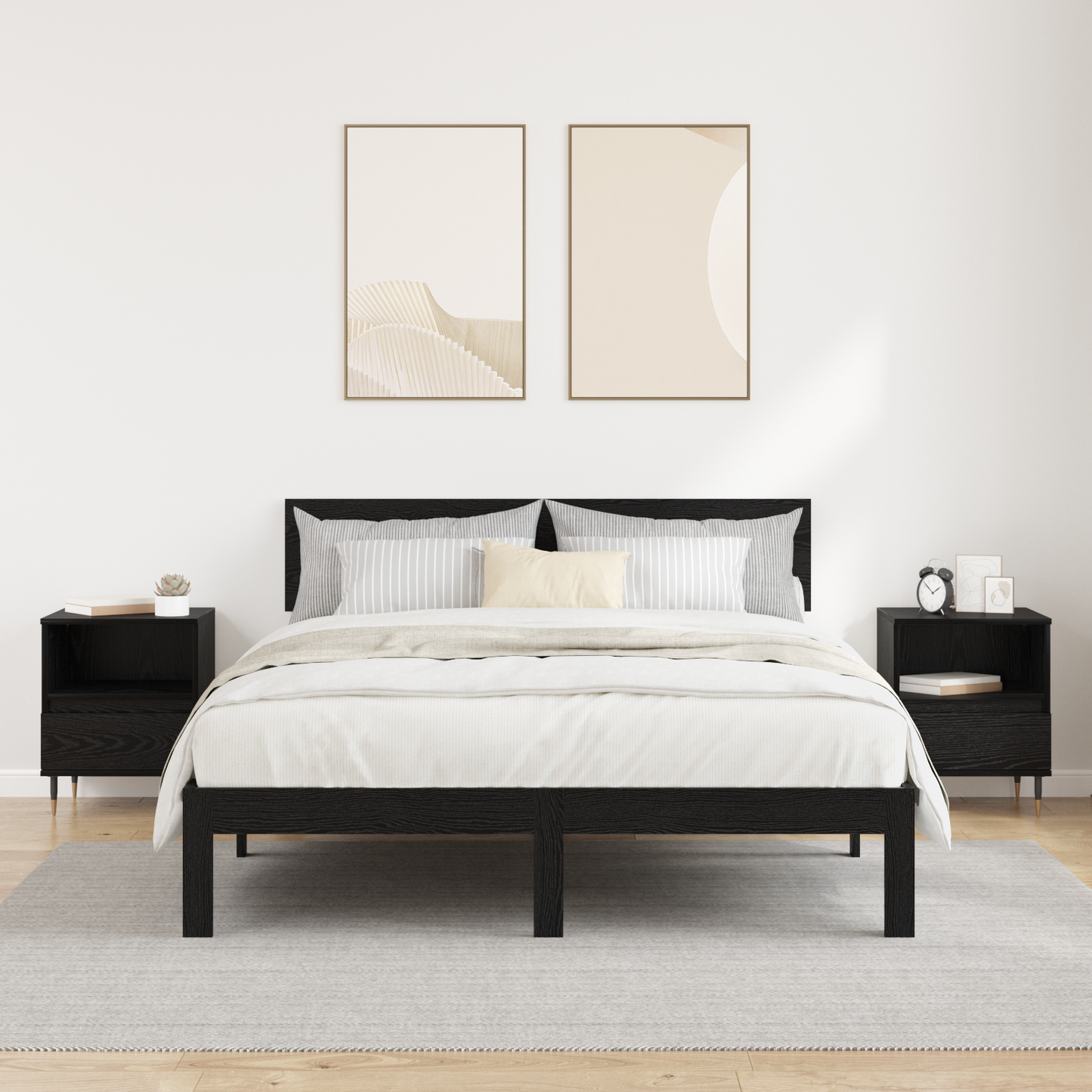 Bedside Cabinet 2 pcs Black Oak 40 x 35 x 50 cm Engineered Wood