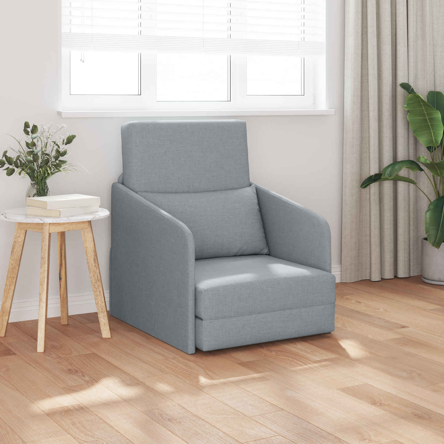 Folding Sofa Bed Light Grey 65 x 80 x 83 cm Fabric