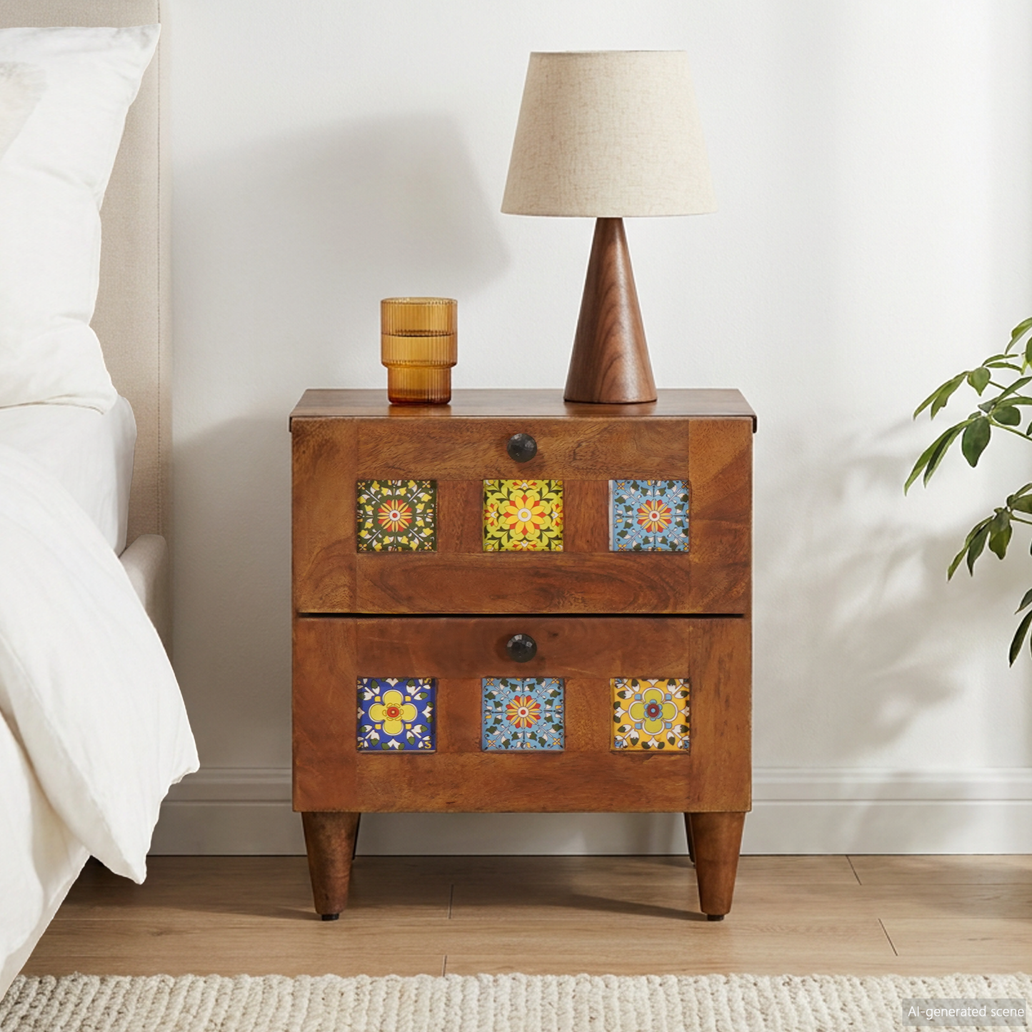 Bedside Cabinet Brown 40 x 33 x 46 cm Solid Mango Wood