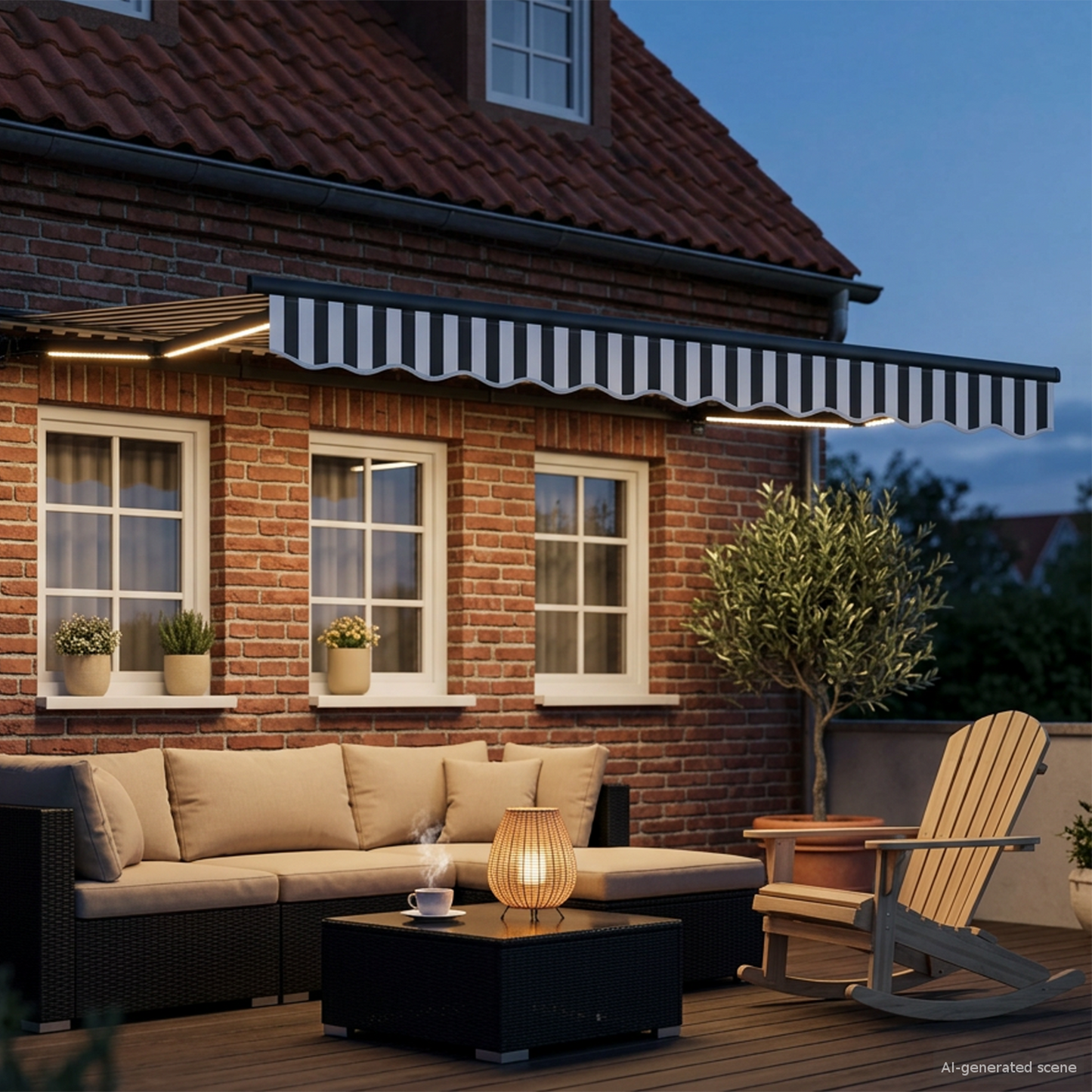 Manual Awning Frame with LEDs Anthracite and White 2.5 x 2 m