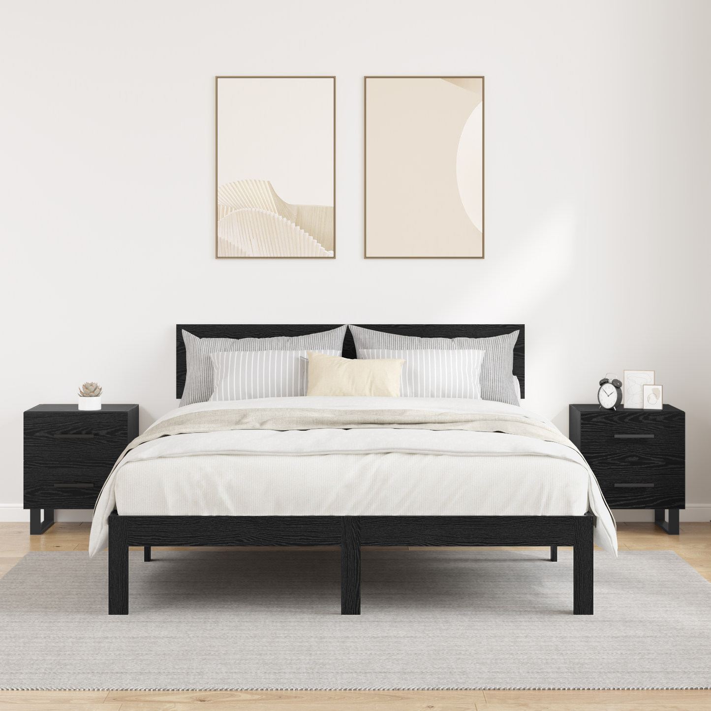 Bedside Cabinet with Drawer 2 pcs Black Oak 40 x 35 x 47.5 cm