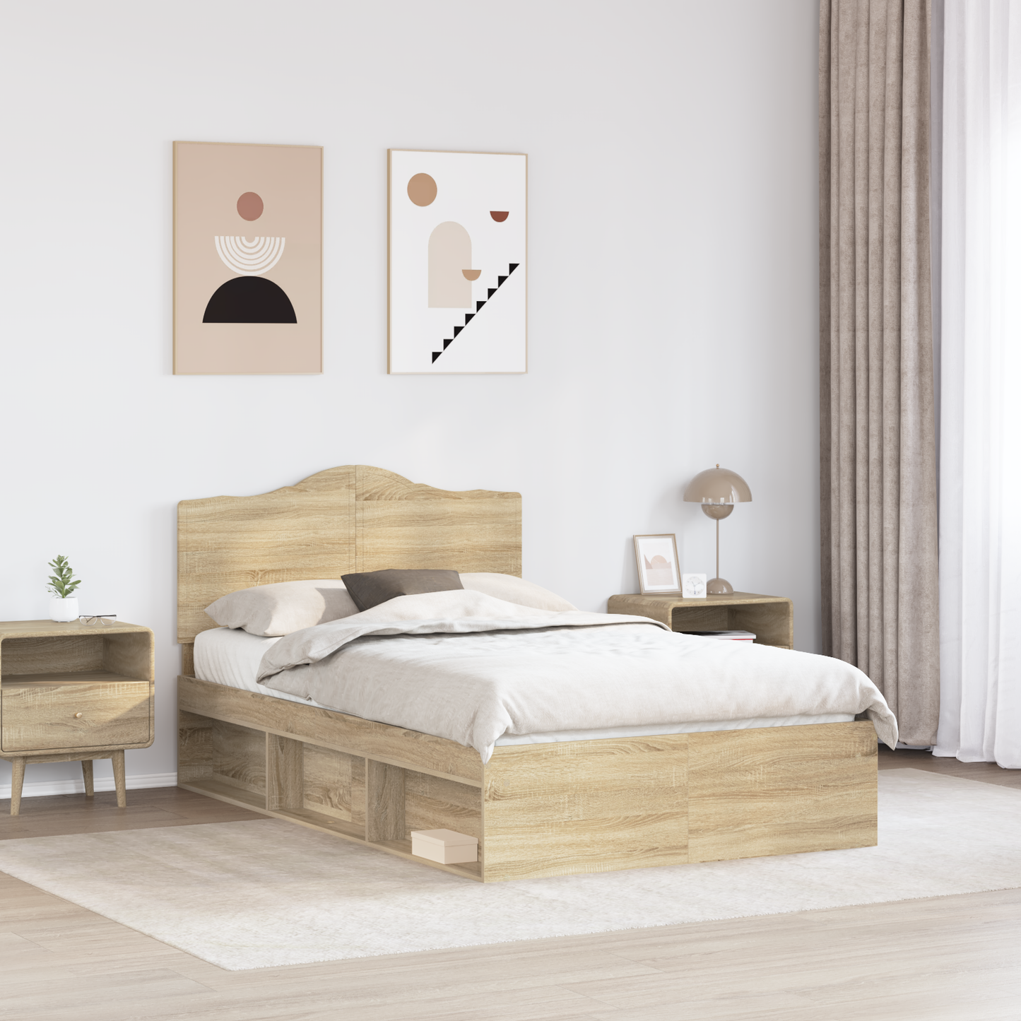 Bed Frame with Headboard Sonoma 120 x 200 cm Solid Pine Wood