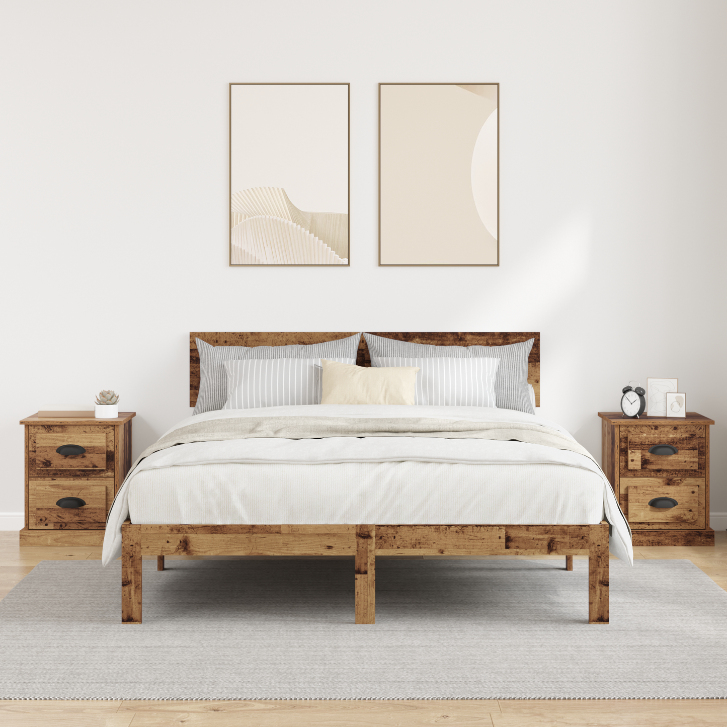 Bedside Cabinet with Drawer 2 pcs Old Wood 39 x 39 x 47.5 cm
