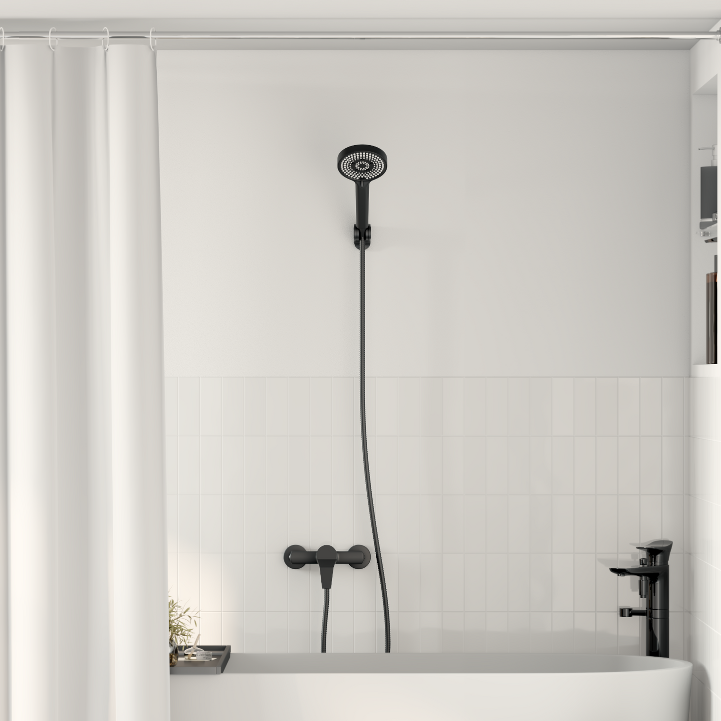 Shower Head Set Black G 1 / 2 inches Brass