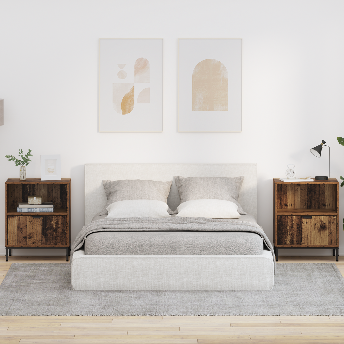Bedside Cabinet 2 pcs Old wood 49 x 36 x 61 cm Engineered wood